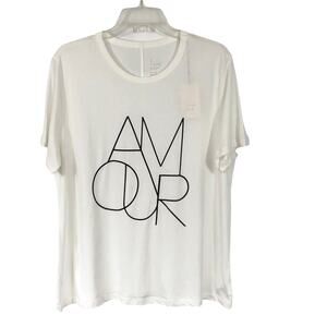 A NEW DAY Women’s “Amour” Short Sleeve Round Neck White Tee Shirt- Size XXL NWT
